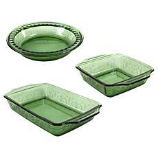 Anchor Hocking 3-piece Glass Embossed Oven-To-Table Bakeware