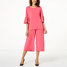 Antthony 2-piece Ruffled Flounce Cuff Top and Gaucho Pant Set