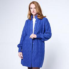 Antthony Chunky Cable Knit Turtleneck Sweater Coat