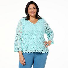 Antthony Crochet Knit Top with Scalloped Trim
