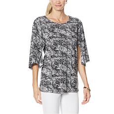 Antthony Kimono-Sleeve Batik Print Top