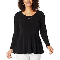 Antthony Long-Sleeve Knit Peplum Top