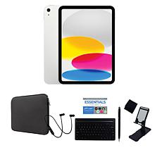 Apple iPad 10th Gen 10.9" 64GB Silver Bundle w/Earbuds & Keyboard