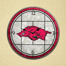 Art Glass Wall Clock - University of Arkansas