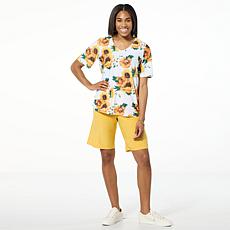 "As Is" Antthony 2-piece Printed Top and Solid Short Set