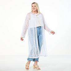 "As Is" Antthony Crocheted Lace Long-Sleeve Duster