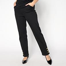 "As Is" Antthony Denim Pull-On Ankle Pant with Button Detail
