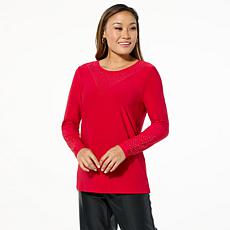 "As Is" Antthony Embellished Long-Sleeve Heat Seal Top