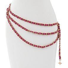 "As Is" Antthony Faux Leather Interlaced Chain Wrap Belt