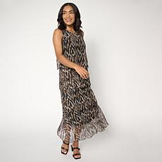 "As Is" Antthony Printed Mesh Knit Tiered Sleeveless Dress
