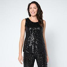 "As Is" Antthony Sequin Scoop-Neck Knit Tank