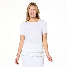 "As Is" Antthony Short-Sleeve Ruffled Hem Top