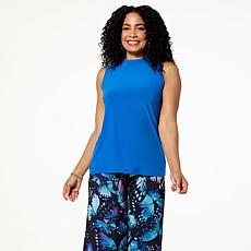 "As Is" Antthony Sleeveless Shirred Neck Halter Tank Top