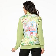 "As Is" Antthony Sweater Knit Jogger Jacket with Printed Satin Back