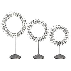 "As Is" august & leo Jeweled Glitter Wreath Pedestals Set of 3