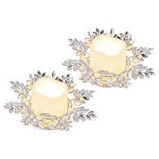 "As Is" august & leo Jeweled Leaf Candle Holder - Set of 2 