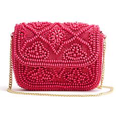 As Is Badgley Mischka Beaded Crossbody Bag with Removable Chain Strap