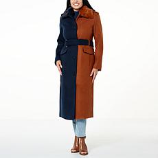 "As Is" Badgley Mischka Military Style Colorblock Coat