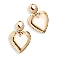 "As Is" BAUBLEBAR Sheri Goldtone Puffed Heart Drop Earrings