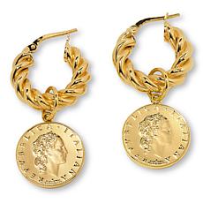 "As Is" Bellezza Bronze Twisted Hoop Charm Earrings