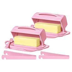 "As Is" Butterie 2-pack Flip-Top Butter Dish with Matching Spreader...