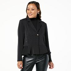 "As Is" C Wonder by C. Siriano Hot Fix Crystal-Detailed Peplum Blazer
