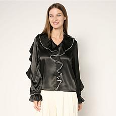"As Is" C Wonder by Christian Siriano Chiffon Drama Ruffle Blouse
