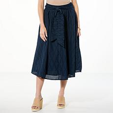"As Is" C Wonder by Christian Siriano Eyelet Midi Skirt with Waist Tie