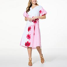 "As Is" C Wonder by Christian Siriano Poplin Puff Sleeve Midi Dress