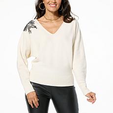 "As Is" C Wonder by Christian Siriano Reversible Lace Dolman Sweater