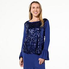 "As Is" C Wonder by Christian Siriano Ruffle Cuff Sequin Detail Top