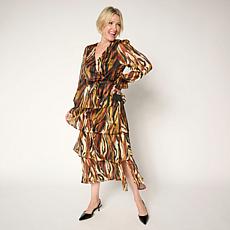 "As Is" C Wonder Chiffon Faux Wrap Flounce Dress