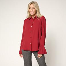"As Is" C Wonder Crepe Button-Up Blouse