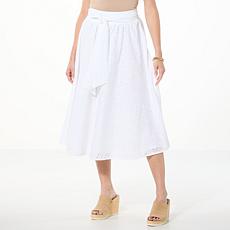 "As Is" C Wonder Eyelet Midi Skirt with Waist Tie