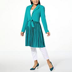 "As Is" C Wonder Runway Collctn Scuba Knit Pleatd Duster Length Topper