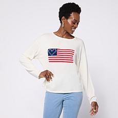 "As Is" Colleen Lopez Americana Flag or Star Motif Sweater