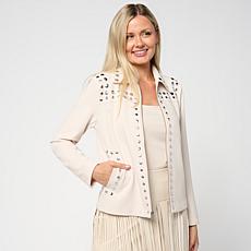 "As Is" Colleen Lopez Crepe Knit Jacket with Stud Detail