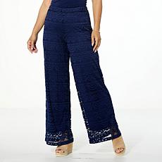 "As Is" Colleen Lopez Crocheted Lace Wide Leg Pull-On Pant