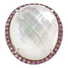 "As Is" Colleen Lopez Gemstone Doublet Sterling Silver Pavé Halo Ring