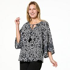 "As Is" Colleen Lopez Printed Woven 3/4 Raglan Sleeve Top