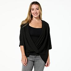 "As Is" Colleen Lopez Textured Knit Dolman Sleeve Bubble Hem Top