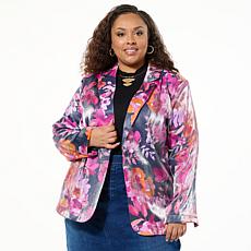 "As Is" Colleen Lopez Woven Blazer with Zippered Sleeve Detail