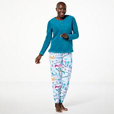 "As Is" Comfort Code 2-piece Cozy Fleece Henley Pajama Set