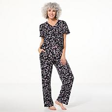 "As Is" Comfort Code Peached Jersey Knit 2-pc Ruffle-Trim Pajama Set