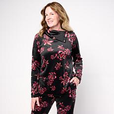 "As Is" Comfort Code Plush Velour Split-Neck Pullover Top