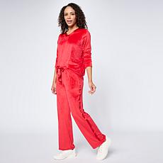 "As Is" Comfort Code Silky Velvet Satin Trim 2-piece Top and Pant S...