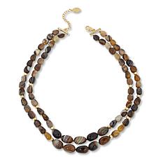 "As Is" Connie Craig Carroll Jewelry Jordan Agate Bead Double-Layer...