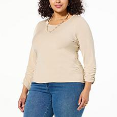 "As Is" Democracy Ruched Side Metallic Knit Top