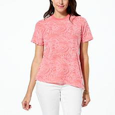 "As Is" DG2 by Diane Gilman Burnout Tee with Snap Detail