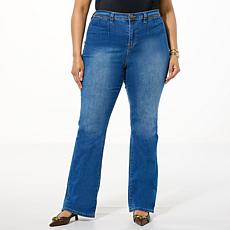 As Is DG2 by Diane Gilman Classic Stretch Pintuck Pocket Bootcut Jean